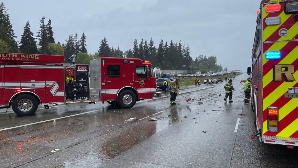 <div>Crews on scene of a five-vehicle crash on I-5 in Federal Way.</div> <strong>(South King Fire)</strong>