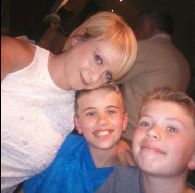 PICTURED: Nicola Hitchen with her two sons. Source: Facebook