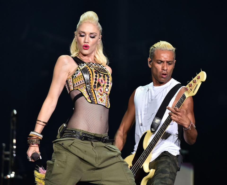 DEL MAR, CA - SEPTEMBER 18:  Gwen Stefani and Tony Kanal of No Doubt perform during the 2015 KAABOO Del Mar at the Del Mar Fairgrounds on September 18, 2015 in Del Mar, California.  (Photo by C Flanigan/WireImage for KAABOO Del Mar via imageSPACE)