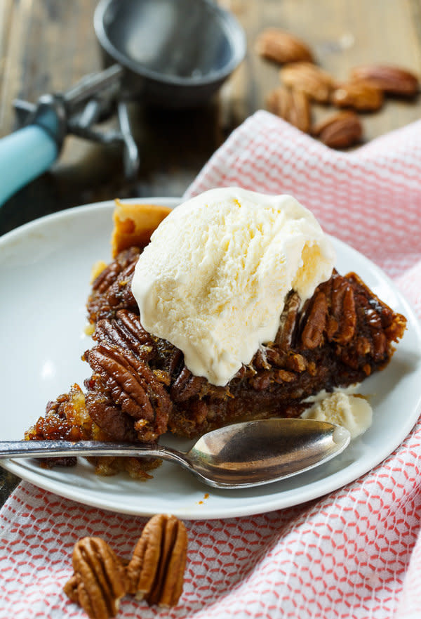 <strong>Get the <a href="http://spicysouthernkitchen.com/crock-pot-pecan-pie/">Slow Cooker Pecan Pie recipe </a>from Spicy Southern Kitchen</strong>