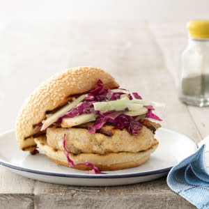 Miso-Glazed Chicken Burgers with Cabbage-Apple Slaw