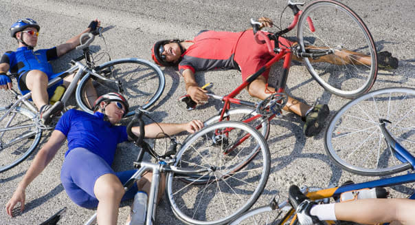 Cyclists after crash