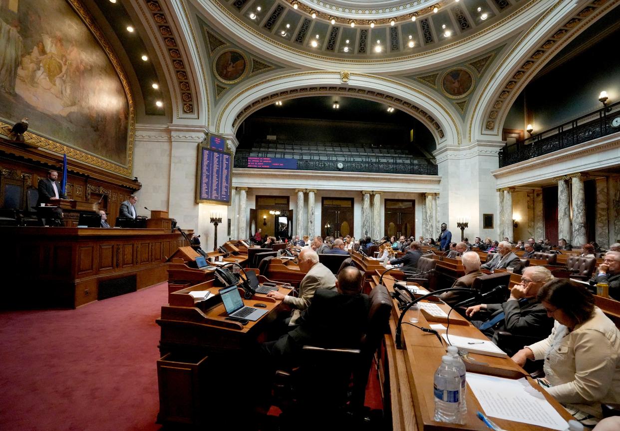 Members of the Wisconsin Assembly hold a floor session in the summer of 2023.