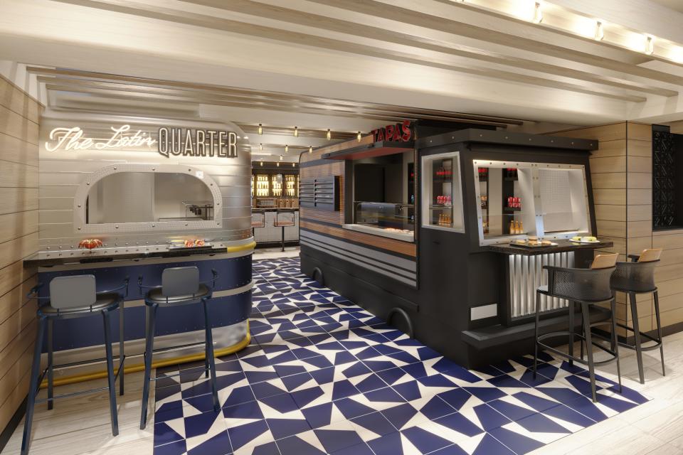 Indulge Food Hall will be the first venue of its kind on a Norwegian Cruise Line ship, complete with food trucks.