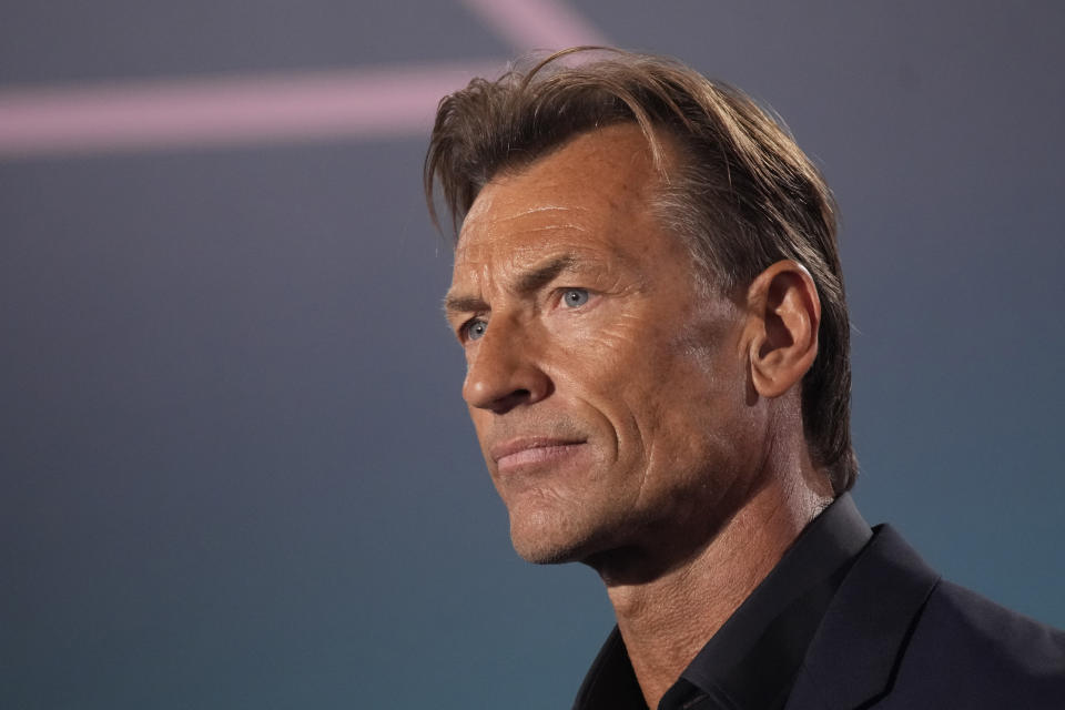 French women's soccer team head coach Herve Renard attends the draw for the Paris 2024 Olympic Soccer tournaments, Wednesday, March 20, 2024 in Saint-Denis, outside Paris. (AP Photo/Christophe Ena)