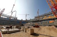 FILE PHOTO: A general view shows the Lusail stadium which is under construction for the upcoming 2022 Fifa soccer World Cup during a stadium tour in Doha