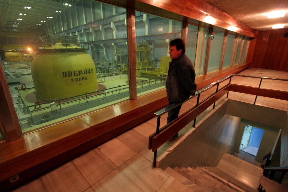 FILE - A technician looks at the first and oldest reactor of Bulgaria's Kozloduy nuclear power plant 240 kilometers (150 miles) north of the capital Sofia, on Dec. 4, 2006. In the wake of the Russian-Ukrainian war, Bulgaria, which relies on Rosatom subsidiary Tvel for nuclear fuel, has turned to different suppliers. (AP Photo/Petar Petrov, File)