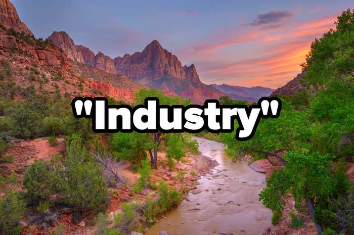 The Virgin River at sunset and the motto "Industry"