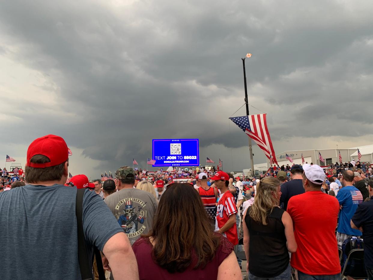 The threat of severe weather led to the cancellation of a rally for Donald Trump in Wilmington on Saturday, April 20, 2024.