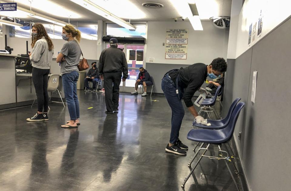 People inside the Hollywood DMV field office.