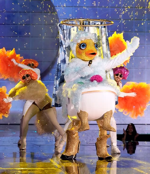 Rubber Ducky makes bath time lots of fun on the Season 10 'Masked Singer' premiere. (Michael Becker/Fox)