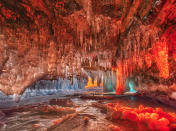 <p>People from all over the world come here to photograph Baikal ice and ice grottos and ice-splashes.(Caters News) </p>