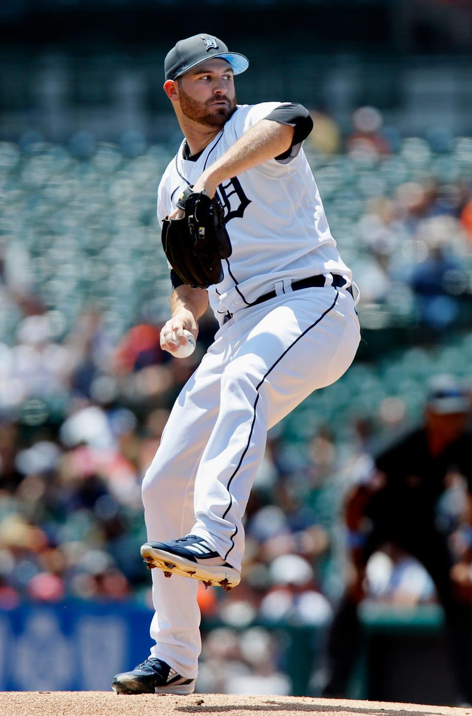 Drew Hutchison (40) of the Detroit Tigers pitches against the Texas Rangers during the first inning at Comerica Park on June 19, 2022, in Detroit, Michigan.