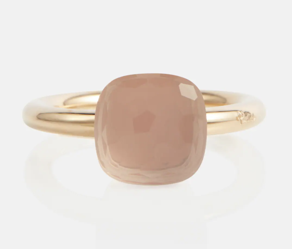 Pomellato Nudo 18kt gold ring with rose quartz. (PHOTO: MyTheresa)