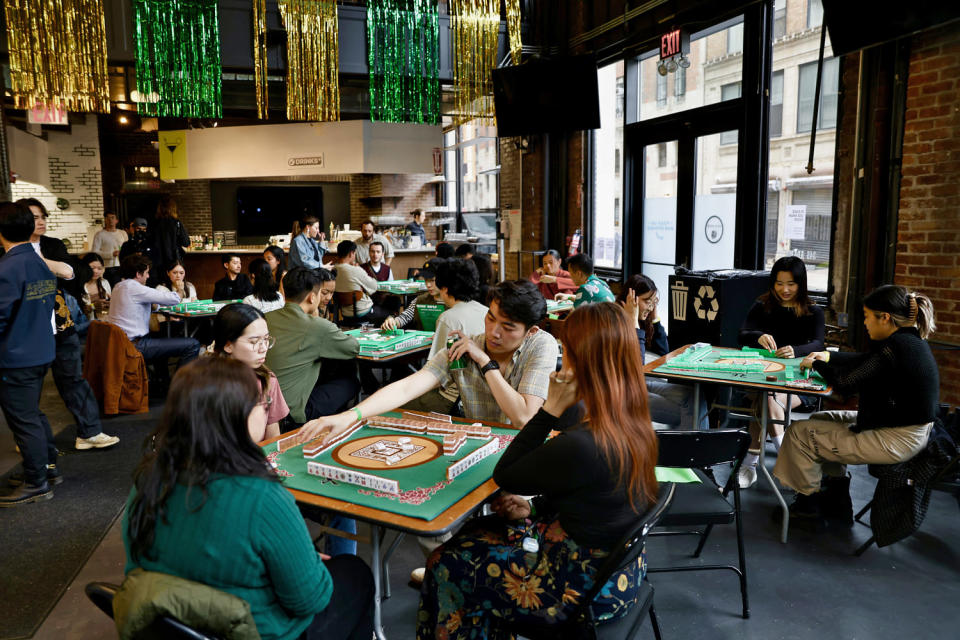 A mahjong competition at the Green Tile Social Club in Brooklyn, N.Y. (Jordan Winters)