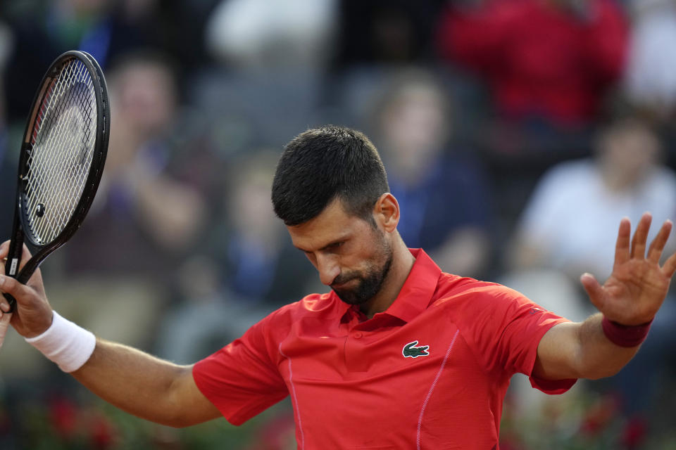 Djokovic wins his opener at the Italian Open after a month off