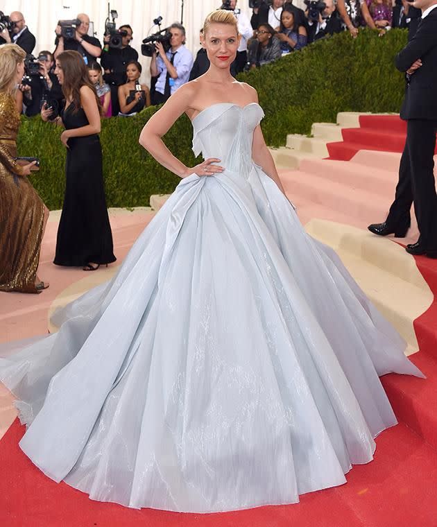 Claire Danes on the Met Gala red carpet.