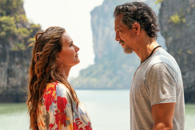 <p>Sasidis Sasisakulporn/Netflix</p> Brooke Shields and Benjamin Bratt in <em>Mother of the Bride</em> (2024)