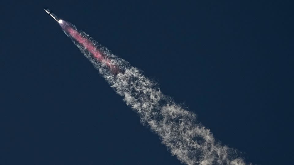 SpaceX's mega rocket Starship launches for a test flight from Starbase in Boca Chica, Texas, on Saturday, November 18, 2023. - Eric Gay/AP