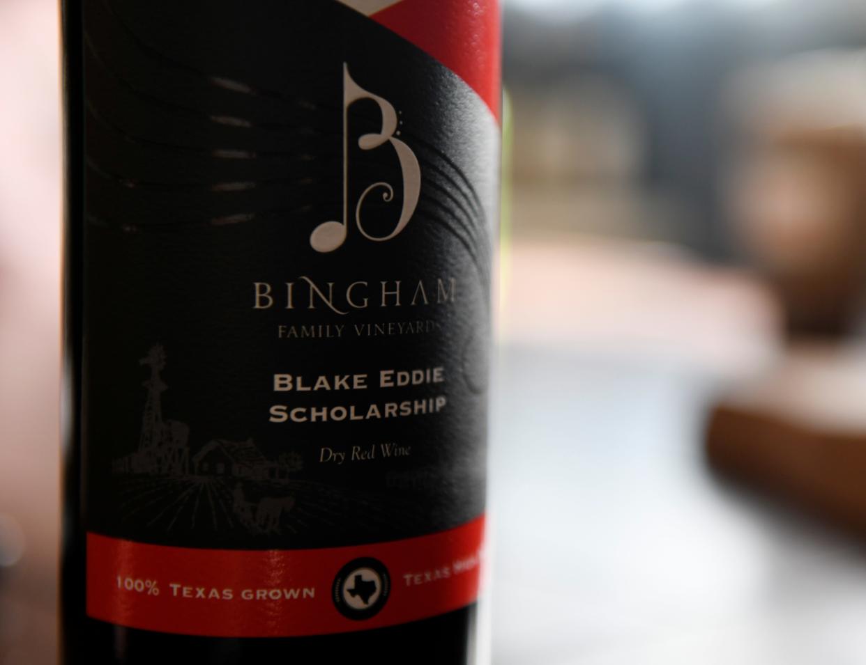 Bingham Family Vineyards and Winery shares their Blake Eddie Scholarship wine, Tuesday, May 21, 2024, at their vineyard in Meadow. Blake, a member of the Bigham wine family, died from COVID-19 complications and the family started a scholarship in his memory.