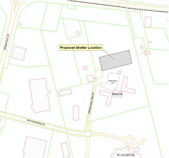 The site of the proposed shelter on Frank Mellish Drive is pictured.  