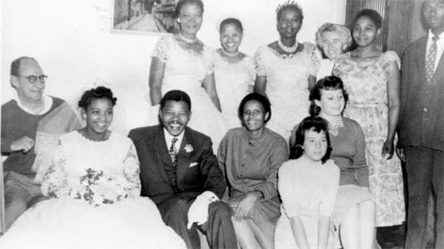 Nelson Mandela and Winnie Madikizela's wedding photo. Photo: Getty.