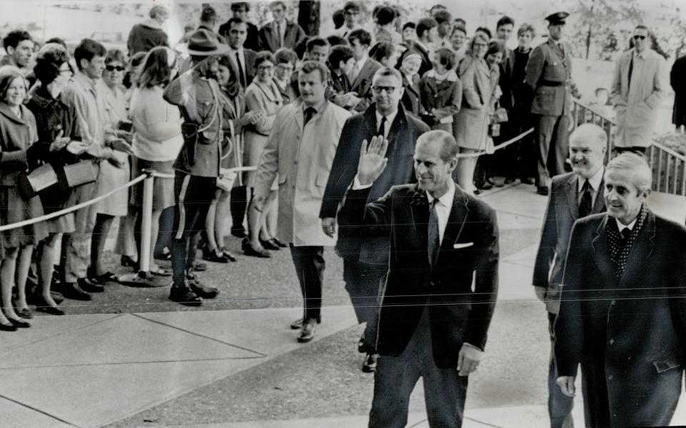 The Duke of Edinburgh during a tour of Canada in 1969 - Credit: Boris Spremo/Toronto Star via Getty Images