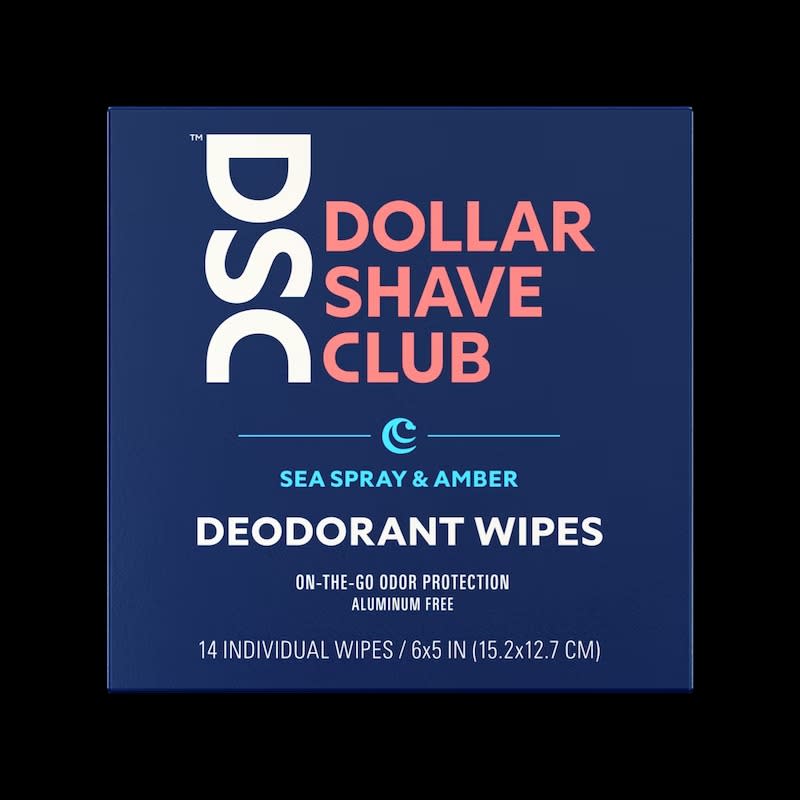 Dollar Shave Club Deodorant Wipes, Sea Spray and Amber; best body wipes, body and face wipes