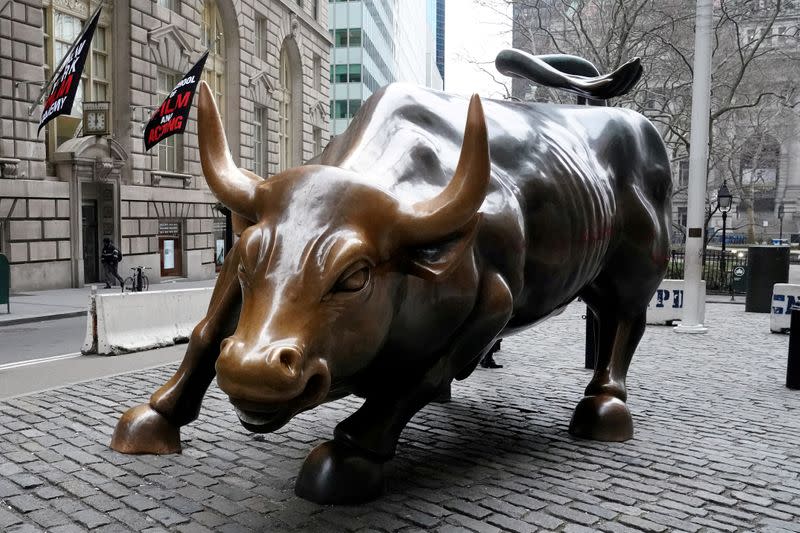 FILE PHOTO: FILE PHOTO: The Charging Bull or Wall Street Bull is pictured in the Manhattan borough of New York City