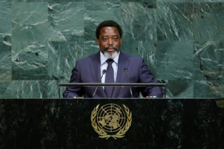 FILE PHOTO - Joseph Kabila Kabange, President of the Democratic Republic of the Congo addresses the 72nd United Nations General Assembly at U.N. headquarters in New York, U.S., September 23, 2017. REUTERS/Eduardo Munoz