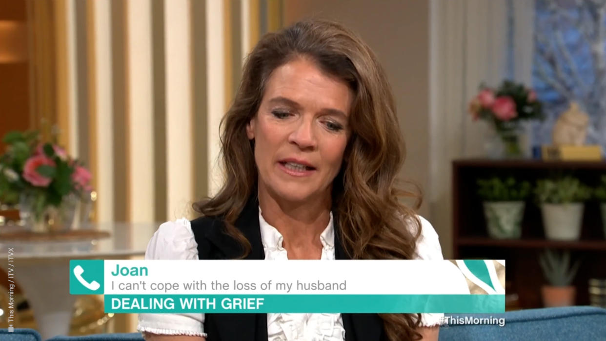 Annabel Croft took a grief phone-in for This Morning. (ITV/screengrab)