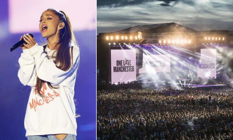 Ariana Grande performing at the One Love Manchester charity concert. (PA)