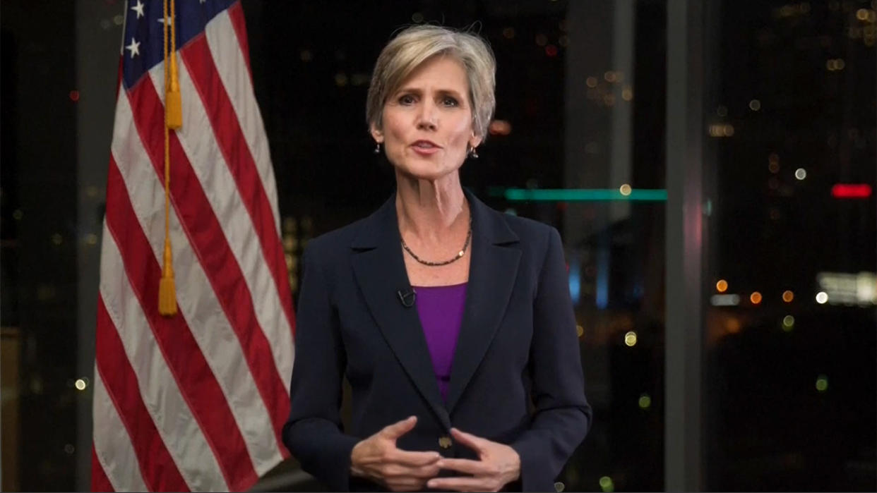Sally Yates speaks during the virtual Democratic National Convention on August 18, 2020. (via Reuters TV)