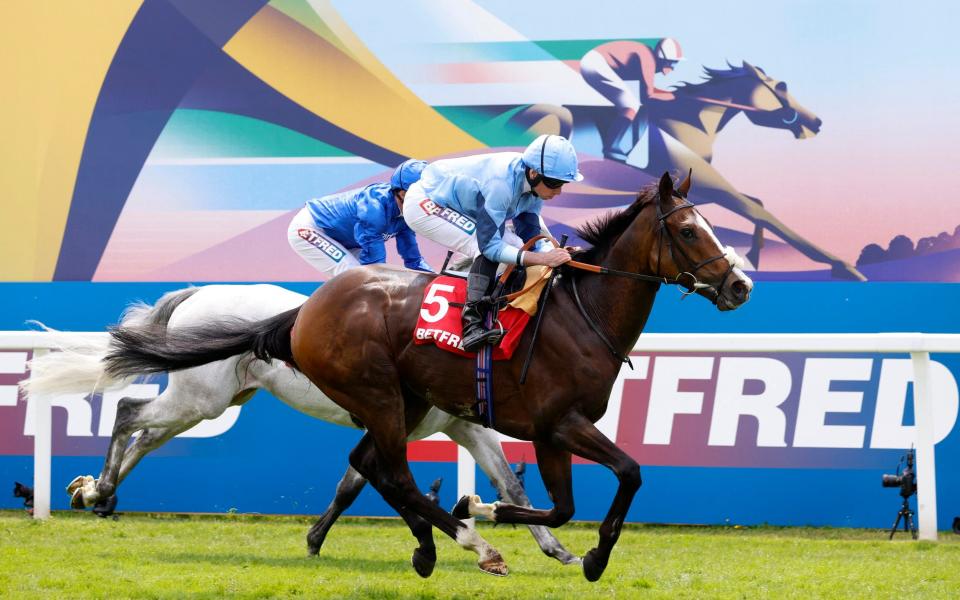  Ryan Moore riding Regal Reality in action on their way to winning 12:50 Betfred Diomed Stakes - Reuters/Peter Cziborra