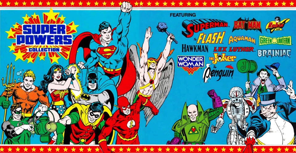 Banner ad announcing the arrival of Kenner's Super Powers line of toys in 1984.