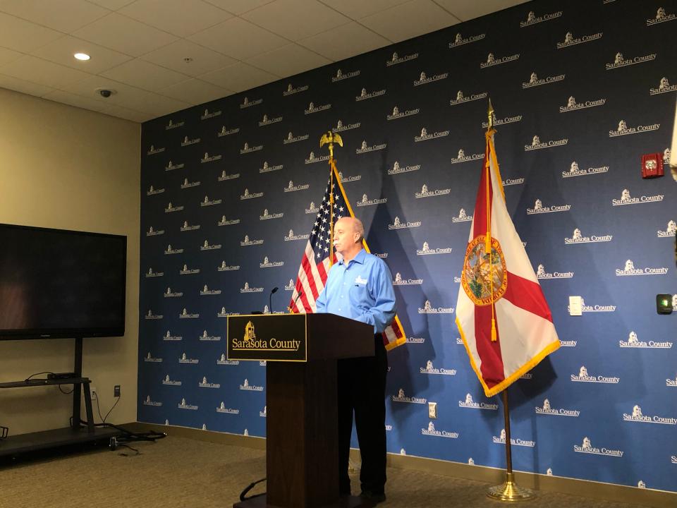 Sarasota Emergency Management Chief Ed McCrane at a 10 a.m. press conference Thursday in advance of hurricane season.