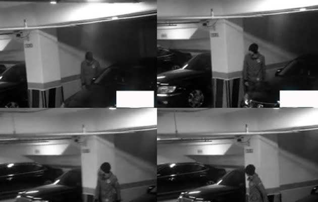 JYJ's Yoochun sneaks around his own carpark to avoid sasaeng, not knowing they are taping him (Youtube screengrab)