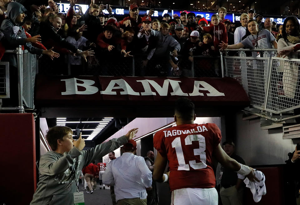 Alabama likely just needs to show up Saturday against Georgia to guarantee itself a spot in the College Football Playoff. (Getty)