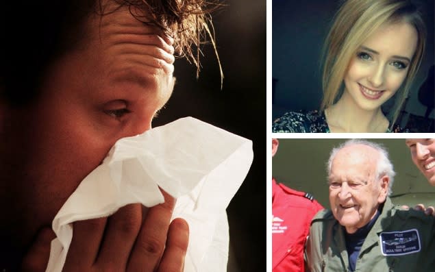 At least four million people in England are suffering from flu, with victims losing their life including an 18-year old girl and a world war II spitfire pilot - Martin Keene/PA