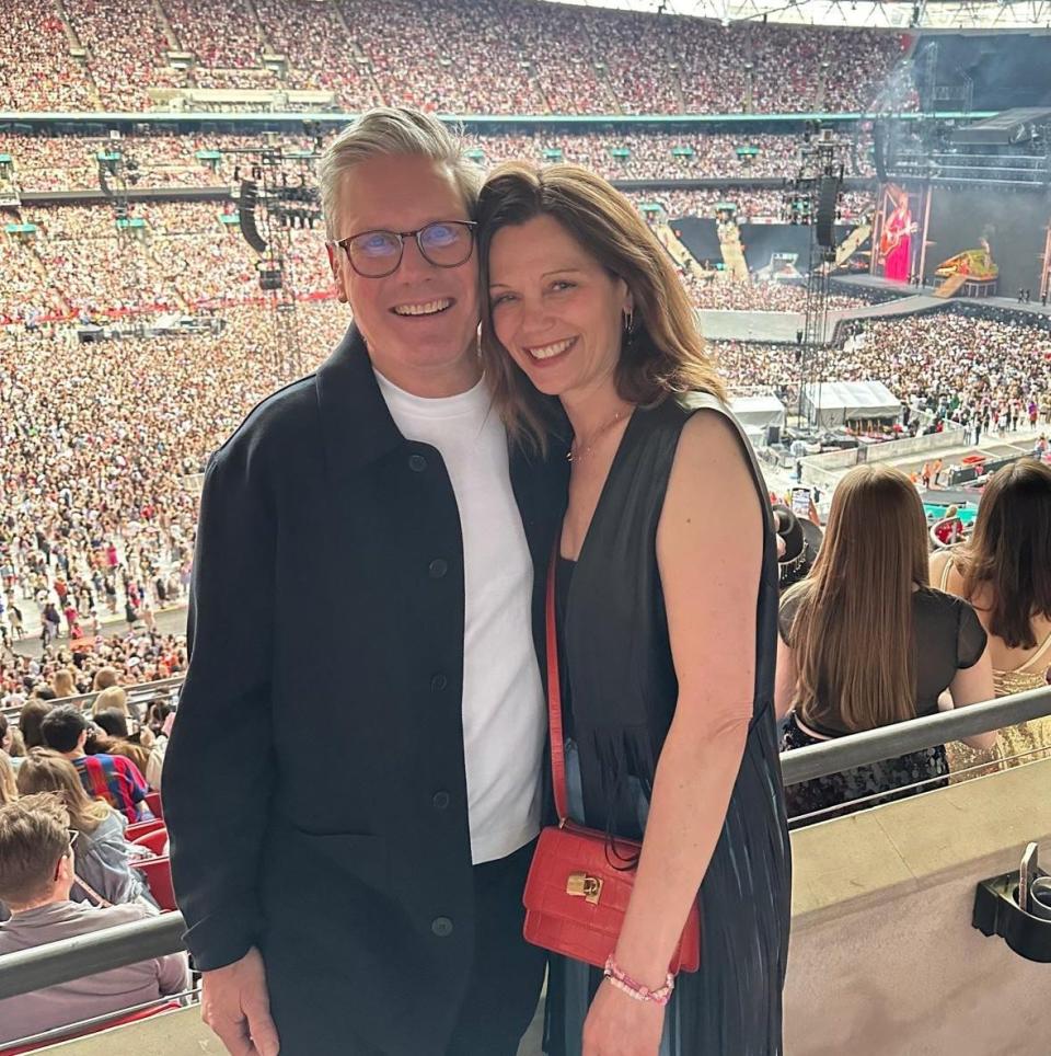 Sir Keir Starmer and Victoria Starmer at the Taylor Swift eras tour at Wembley Stadium