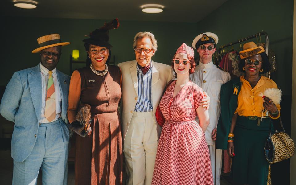 The Duke (centre) with Paula Sutton (second from left) and guests from last year's Goodwood Revival