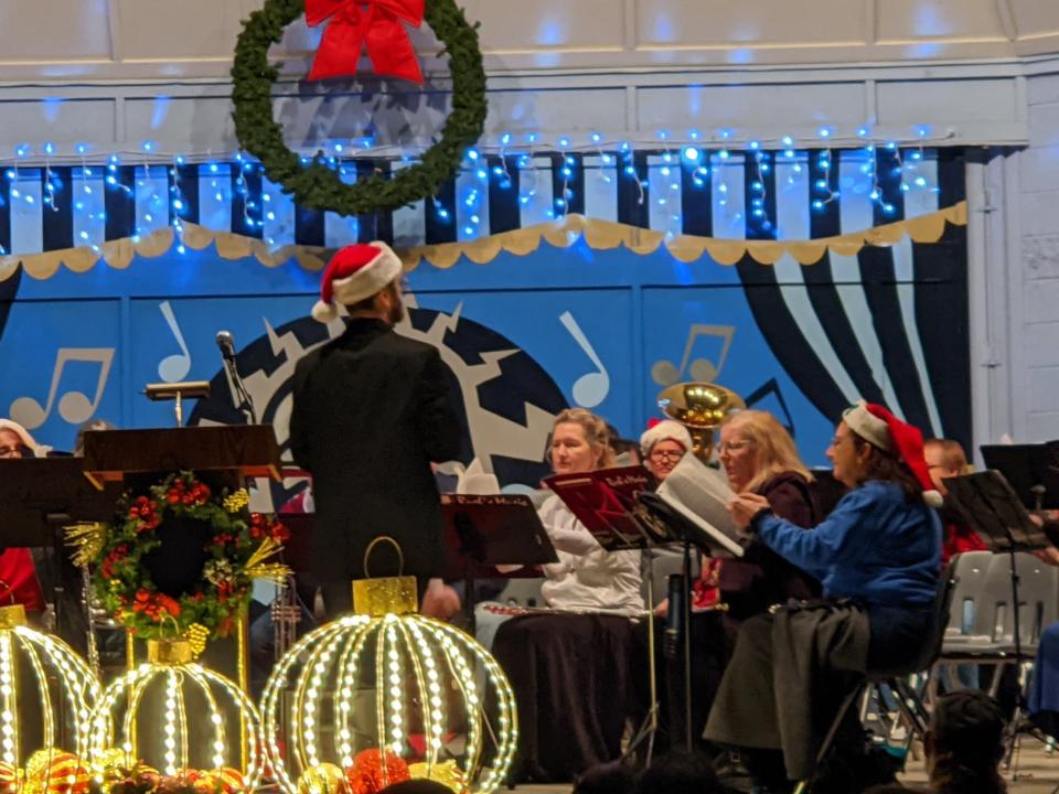 The Oak Ridge Community Band performs at the 2021 Christmas Tree Lighting.