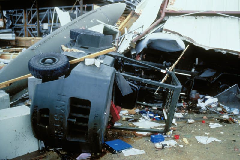 Hurricane Gilbert caused damage at Kelly Air Force Base in Texas in September 1988. File Photo courtesy of the U.S. Department of Defense