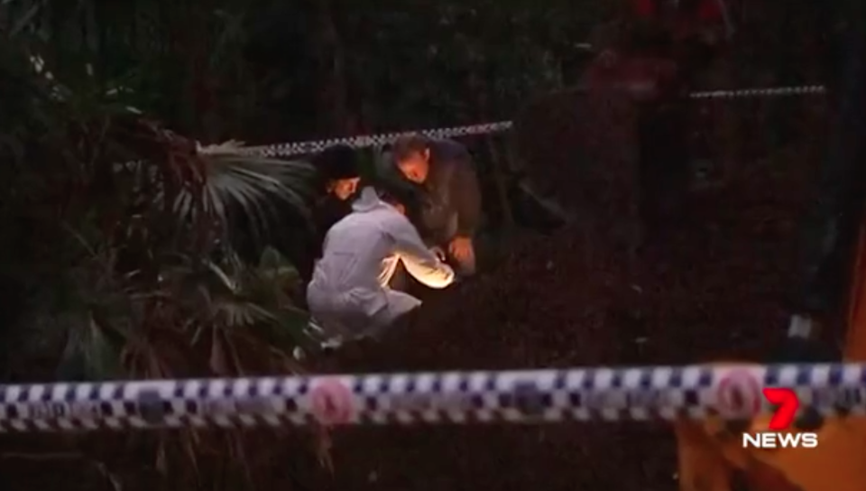 Police spent Monday investigating the area where the remains were found. Source: 7 News