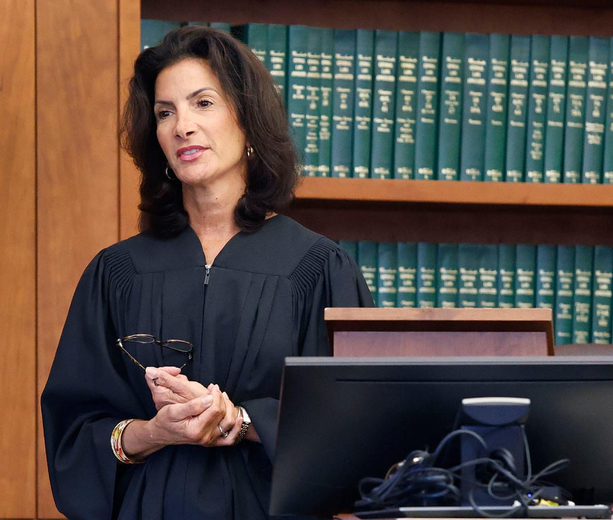 Superior court judge Diane Freniere gives instructions to the jury before they start their deliberations.
The Christina Rica murder trail goes to the jury. Ricci is accused of stabbing her husband Michael to death in 2021 at their Marshfield home. Thursday August 1, 2024