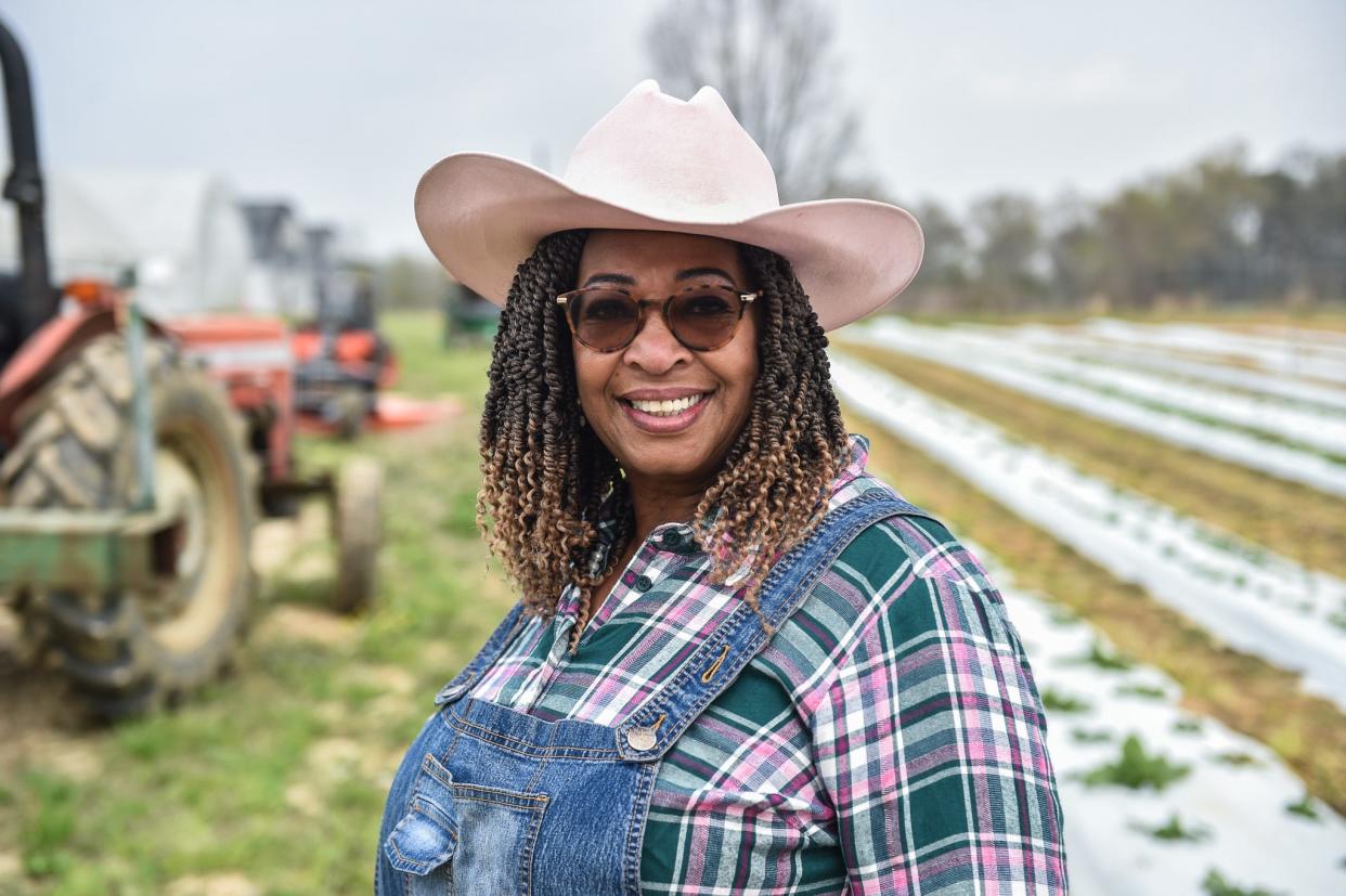 Cindy Ayers Elliott, the owner and chief farmer at Foot Print Farms, smiles in the middle of her strawberry fields.
Jackson's Foot Print Farms is the largest urban farm in the state of Mississippi.