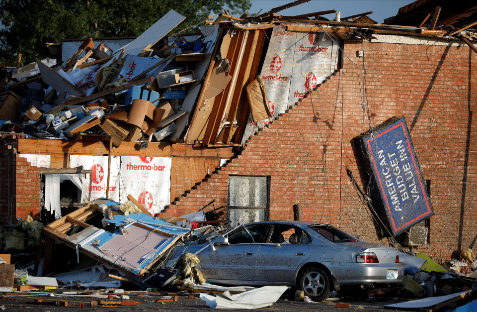 Rubble covers the American Budget Value Inn in El Reno, Okla. It was destroyed by a tornado that touched down on May 26. (Photo: Alonzo Adams/Reuters)