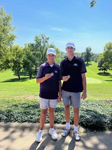 Burlington sophomore Tomas Rascon (left) was runner-up medalist while Mateo Rascon (right) was third Tuesday in the Sabre Invitational at DeWitt.
