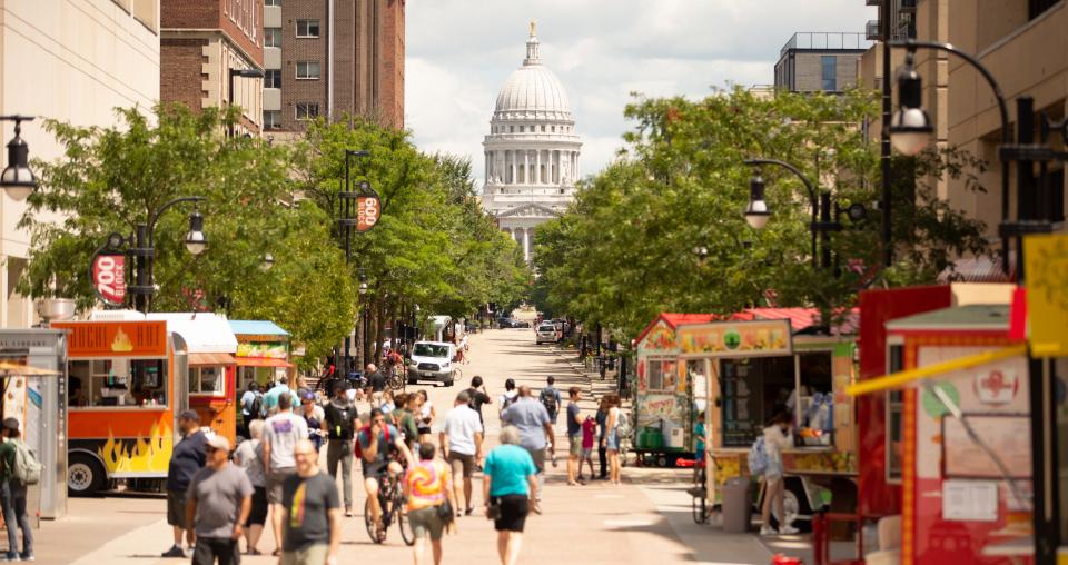 The University of Wisconsin-Madison is connected to the state capitol by State Street, home to boutiques, restaurants and food carts.