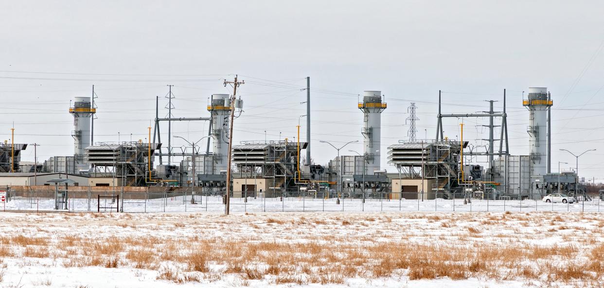 Natural gas-fired generators at Oklahoma Gas and Electric Co.'s Mustang Energy Center in west Oklahoma City supply power to the grid during last year's winter storm.